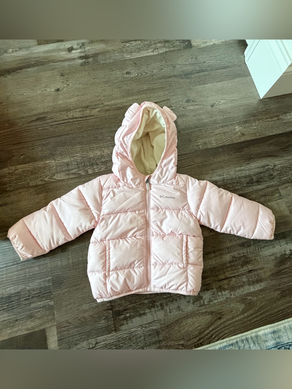 Columbia Toddler Tiny Bear Pink Puffer Jacket with Hood
